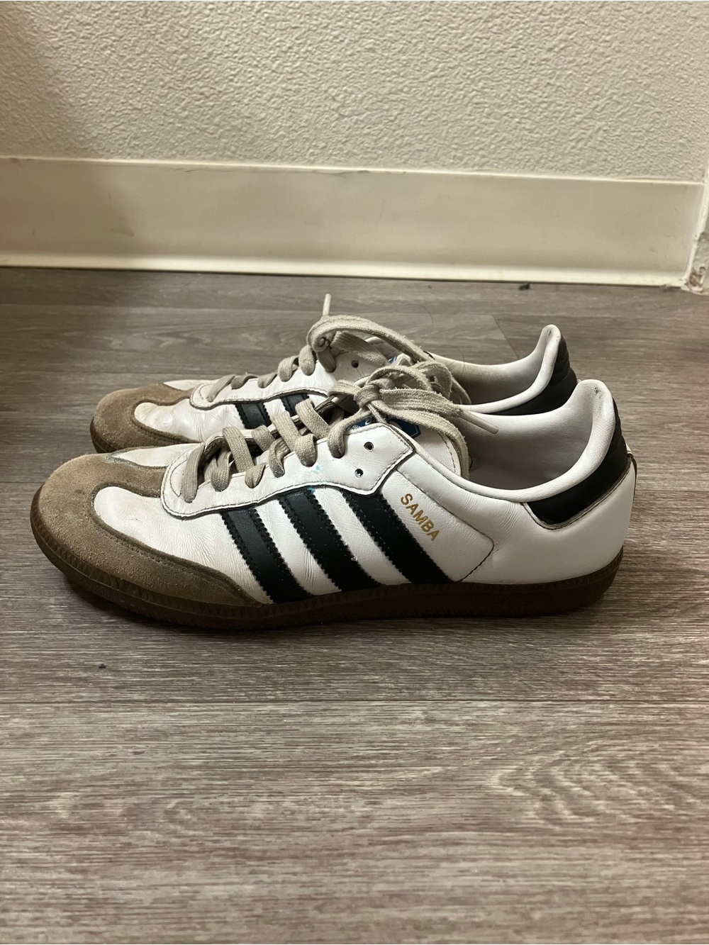 adidas Samba Sneakers in White, Black & Tan